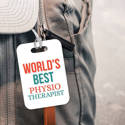 LT471 World's Best Physiotherapist Novelty Funny Unique Designer Gift, Suitcase, Glossy Plastic Luggage Tag for Physiotherapist