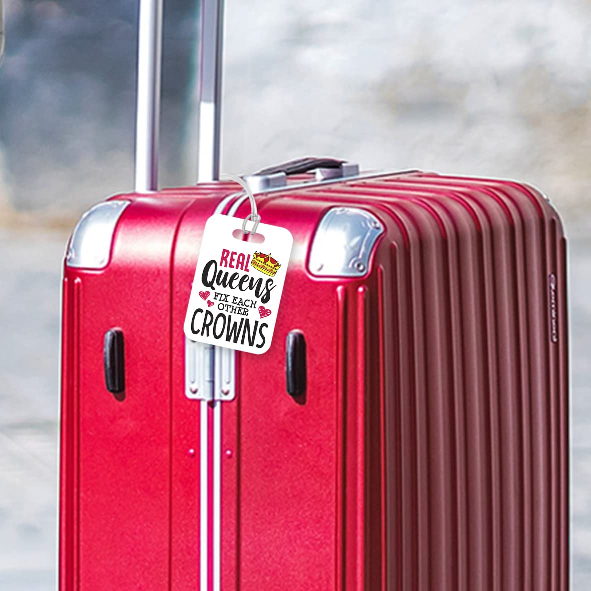 LT168 Real Queens Fix Each Others Crowns Novelty Funny Unique Designer Gift Glossy Plastic Suitcase Luggage Tag