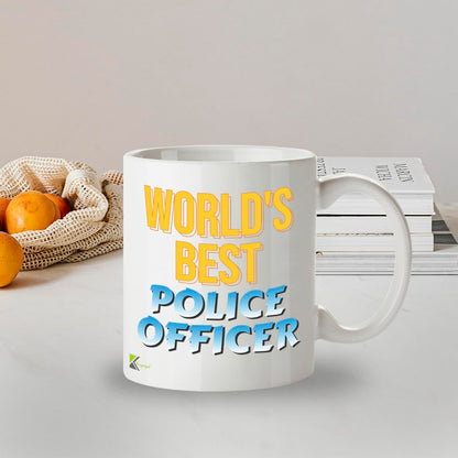 Kruzroyal DZ848 World's Best Police Officer Mug 11oz - White Ceramic Cup for Cop, PC - Ideal Birthday, Retirement, Passing Out Present