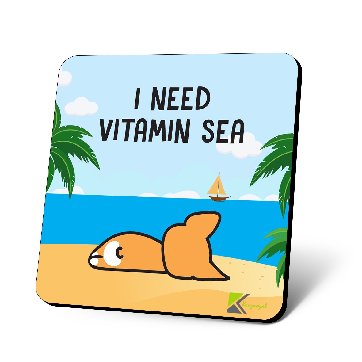 CS996 I Need Vitamin sea Novelty Funny Coffee Tea Drink Gift Glossy MDF Wooden Coaster