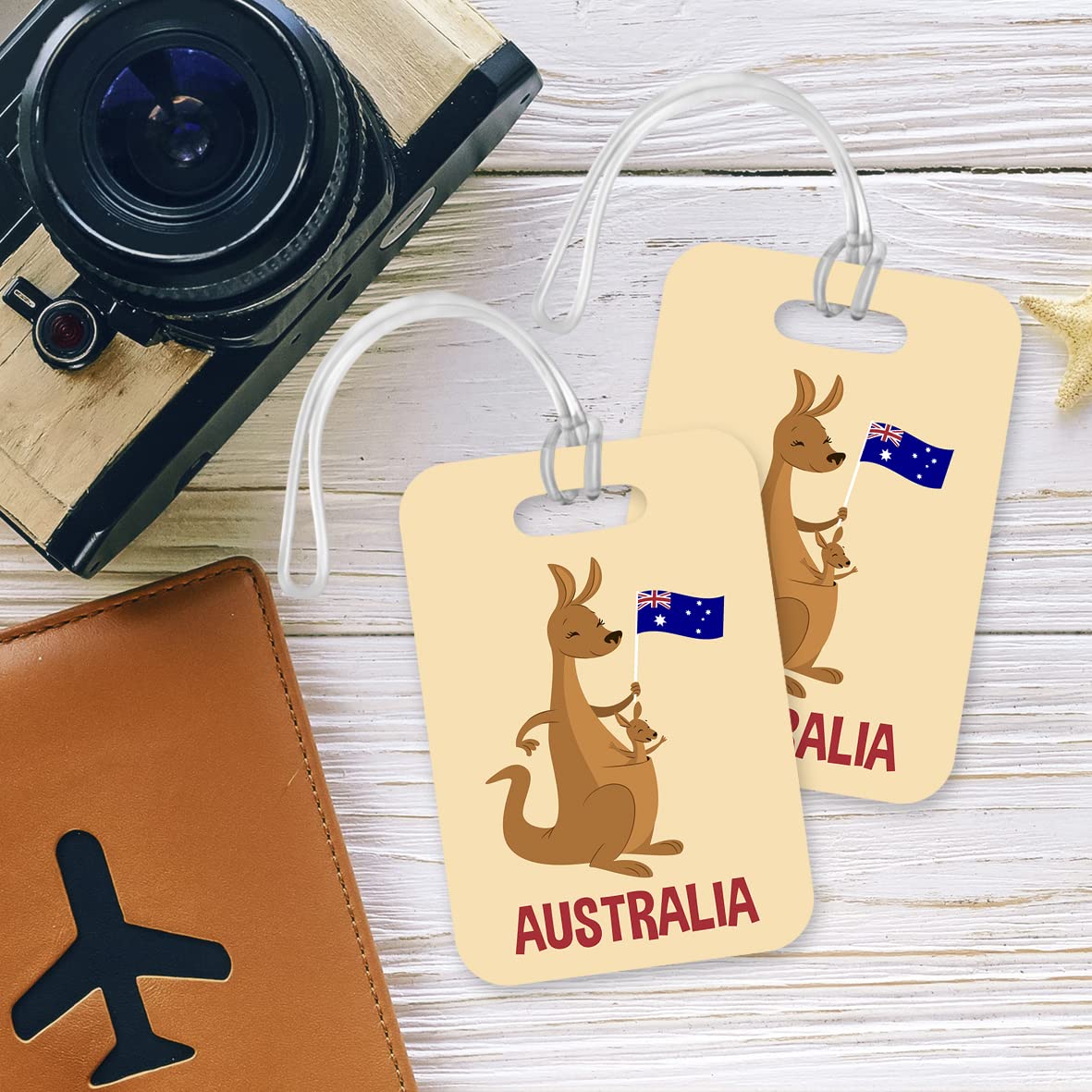 LT006 Australia (Kangaroo) Novelty Funny Unique Designer Gift Glossy Plastic Suitcase Luggage Tag