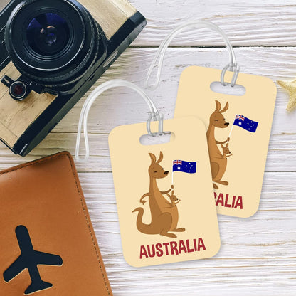 LT006 Australia (Kangaroo) Novelty Funny Unique Designer Gift Glossy Plastic Suitcase Luggage Tag