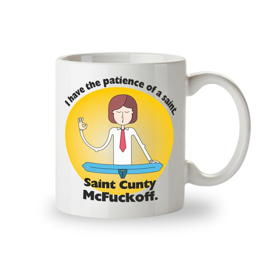 Kruzroyal Patience of a Saint Funny Mug, Sarcastic Novelty Coffee Cup, Adult Humour Gag Gift
