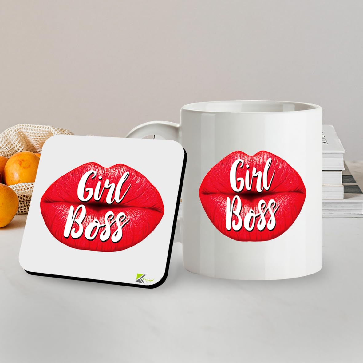 Kruzroyal SM022 Girl Boss - 11OZ Mug & Matching Coaster Set - for Lady Girl Boss