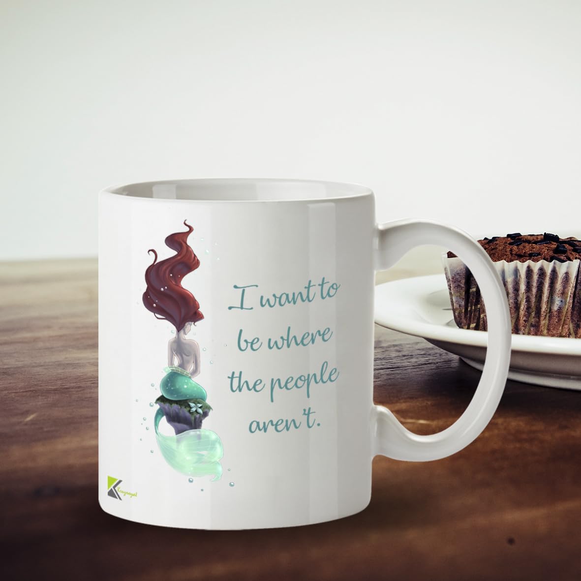 Kruzroyal DZ212 I Want to be Where The People aren't/Mermaid Funny Novelty Great Gift Idea Coffee Tea Mug
