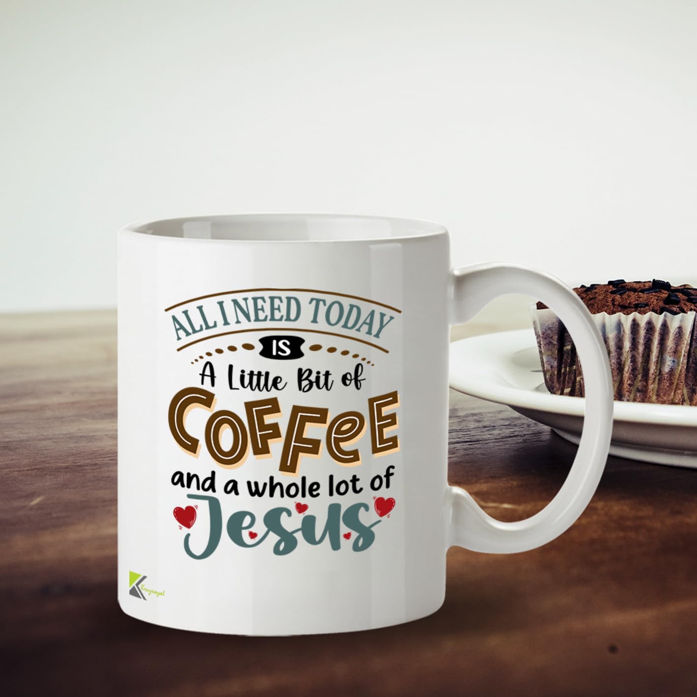 Kruzroyal Christian Coffee Mug | A Little Bit of Coffee and a Whole Lot of Jesus | Faith Gift for Women Men | Religious Birthday Christmas 11oz