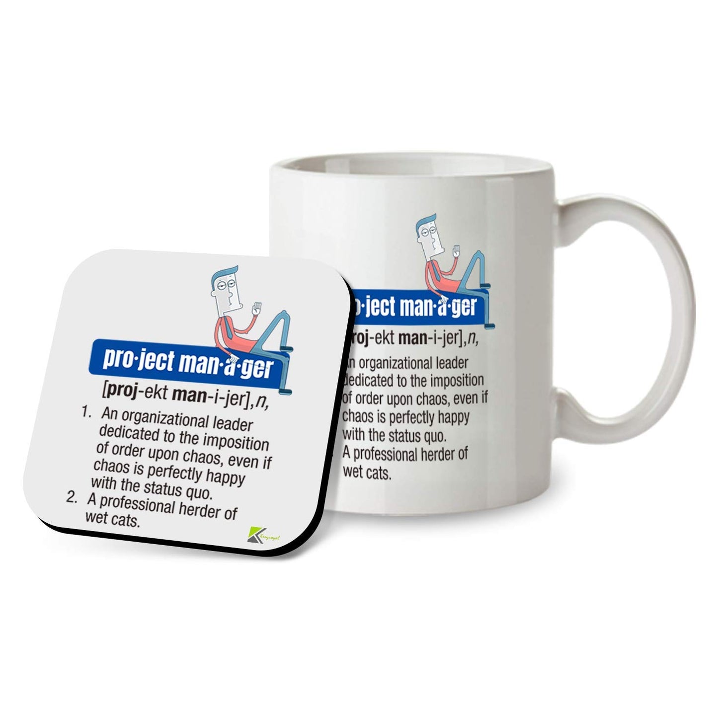Kruzroyal SM050 Project Manager Definition - 11OZ Mug & Matching Coaster Set - for Project Manager Collegue