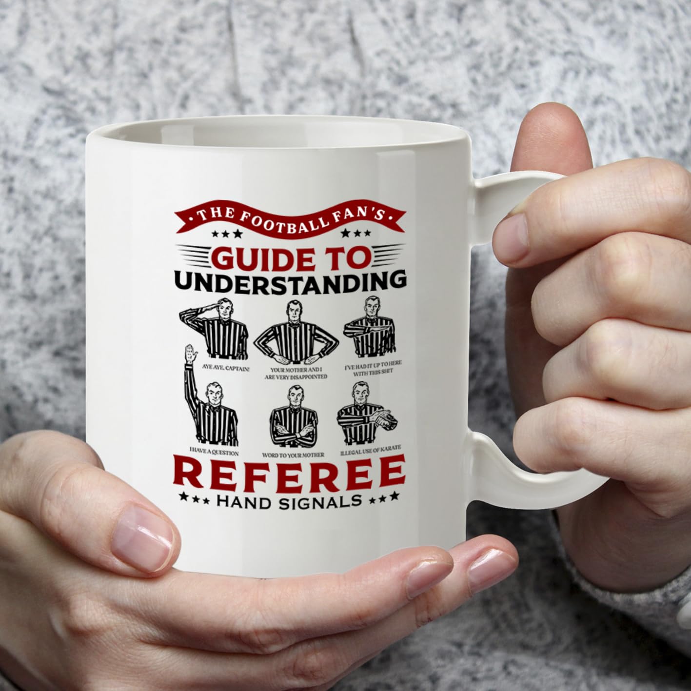 Kruzroyal Funny Football Mug | Referee Hand Signals Guide | Football Gifts for Men Dad Him | 11oz Ceramic Coffee Mug