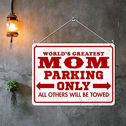 Kruzroyal MP384 WORLD'S GREATEST MOM PARKING ONLY, All others will be towed. Funny Novelty Retro Vintage Metal Wall Sign Plaque 20cm x 15cm