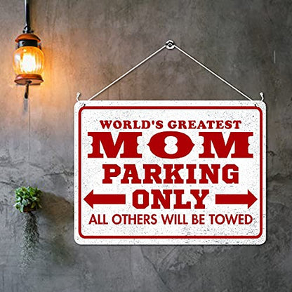 Kruzroyal MP384 WORLD'S GREATEST MOM PARKING ONLY, All others will be towed. Funny Novelty Retro Vintage Metal Wall Sign Plaque 20cm x 15cm
