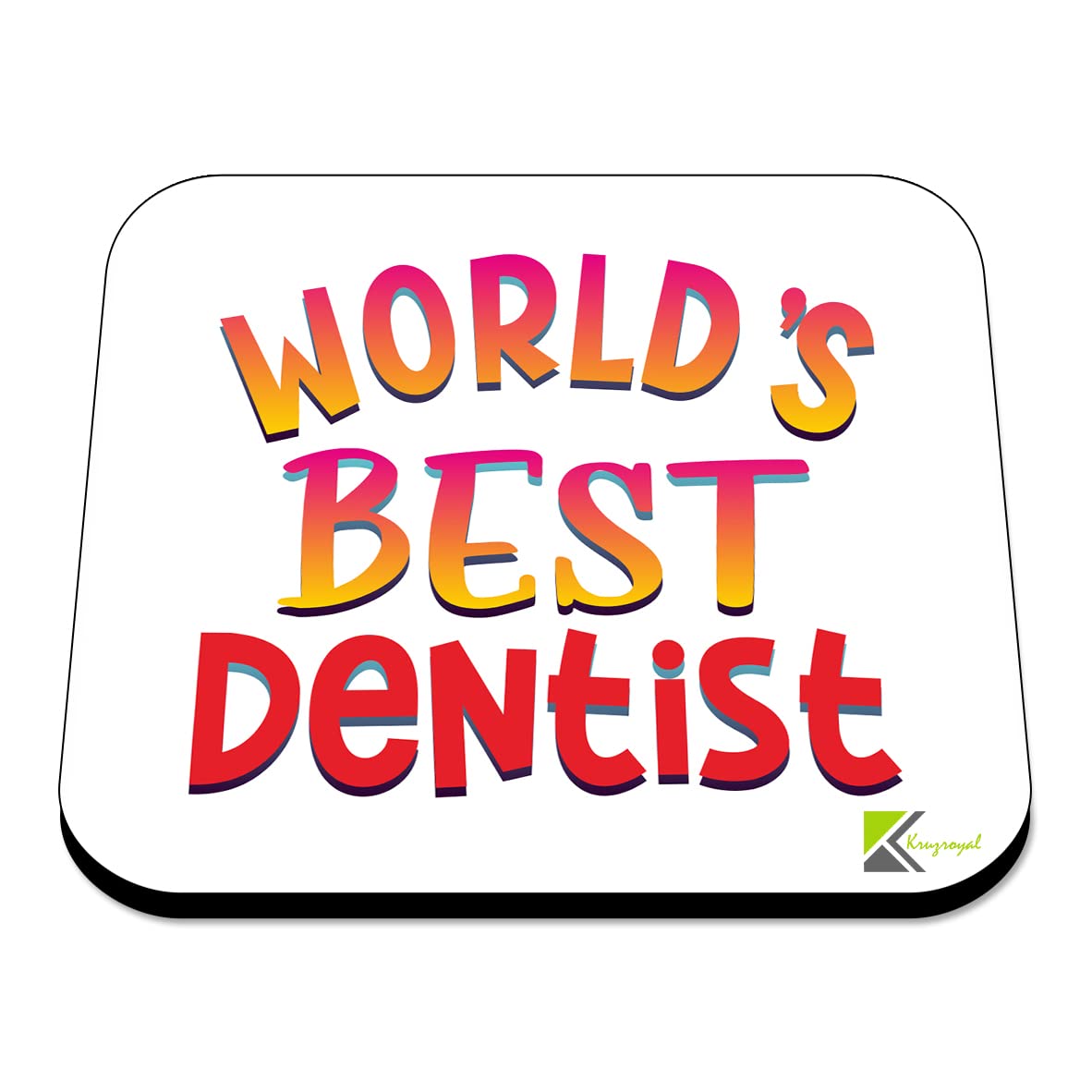 WB059 World's Best Dentist MDF Wooden Coaster by Kruzroyal | Gift for Dentist | Unique Novelty Present | 9cm x 9cm | Coffee Tea MDF Wooden Coaster