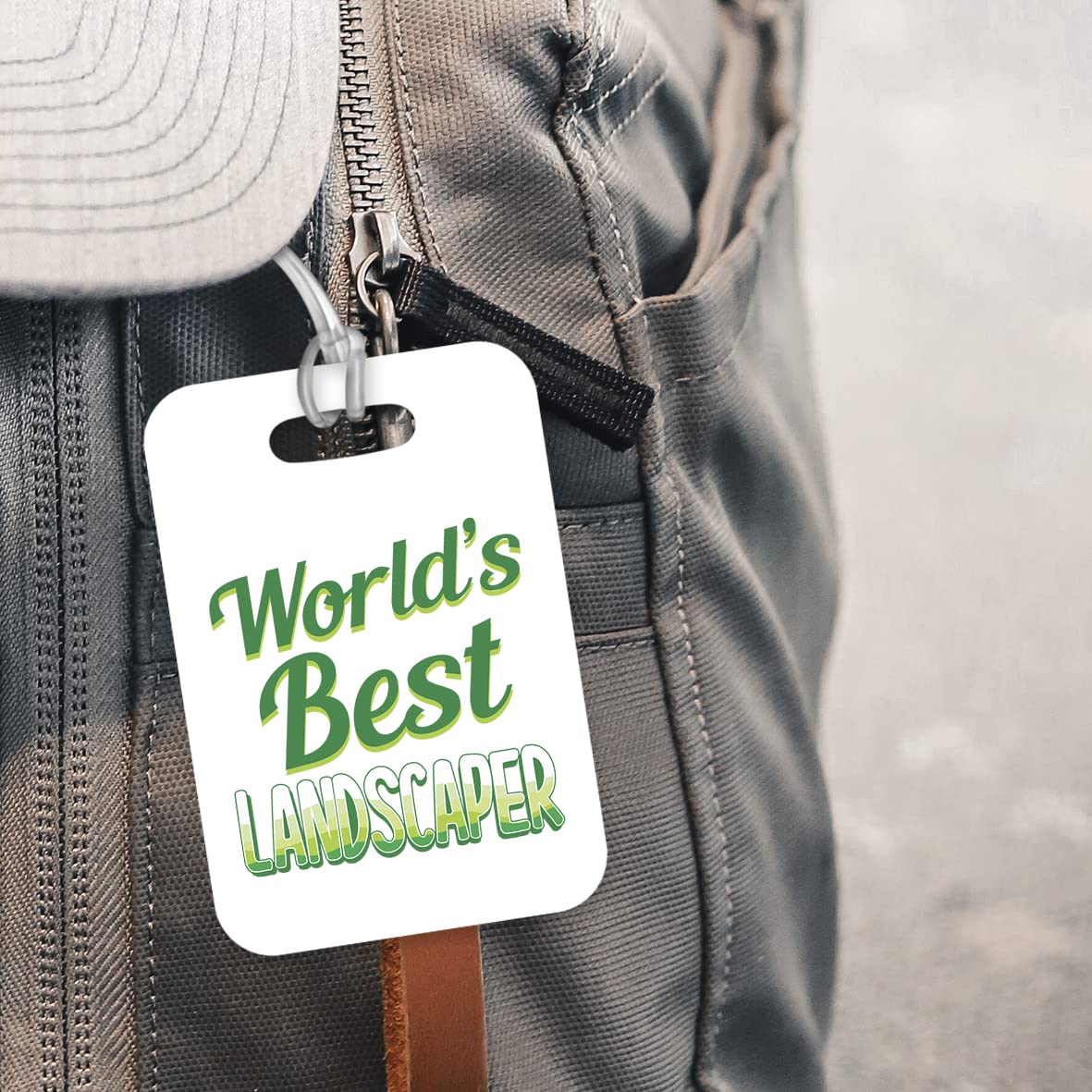 LT432 World's Best Landscaper Novelty Funny Unique Designer Gift, Suitcase, Glossy Plastic Luggage Tag for Landscaper