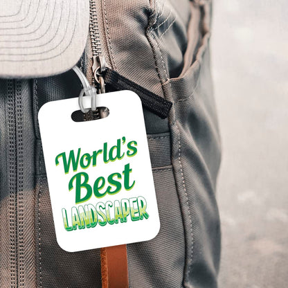 LT432 World's Best Landscaper Novelty Funny Unique Designer Gift, Suitcase, Glossy Plastic Luggage Tag for Landscaper