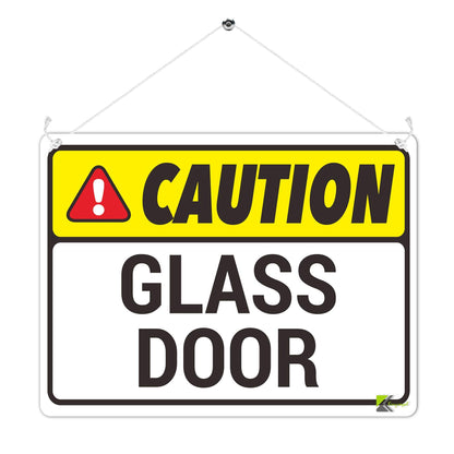 Kruzroyal MP453 Caution : Glass Door Funny Novelty Retro Vintage Metal Wall Sign Plaque 20cm x 15cm