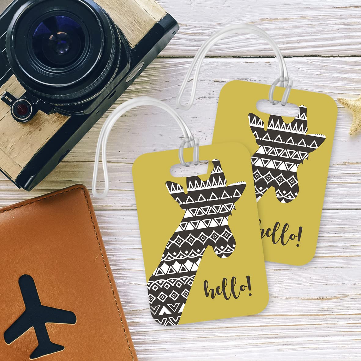LT036 Hello Novelty Funny Unique Designer Gift Glossy Plastic Suitcase Luggage Tag