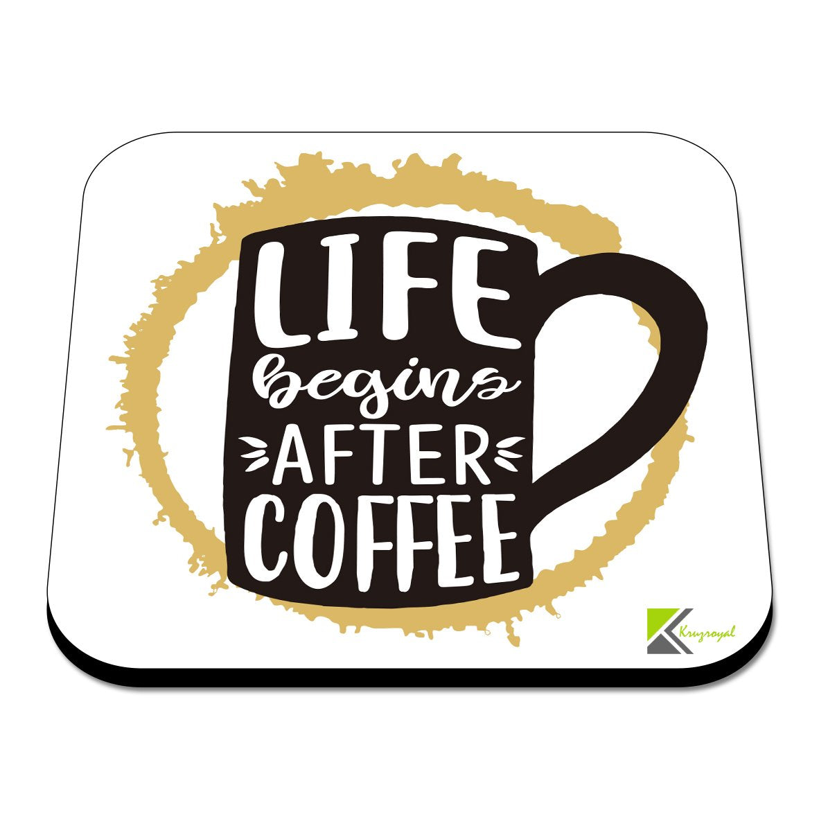 CS497 Life Begins After Coffee Novelty Funny Coffee Tea Drink Gift Glossy MDF Wooden Coaster
