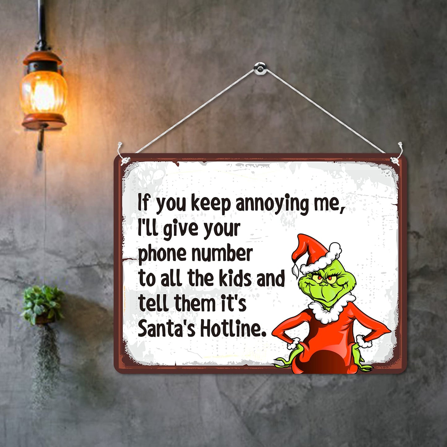 Kruzroyal MP162 If you keep annoying me, i'll give your phone number to all the kids and tell them it's santa's hotline. Funny Novelty Retro Vintage Metal Wall Sign Plaque 20cm x 15cm