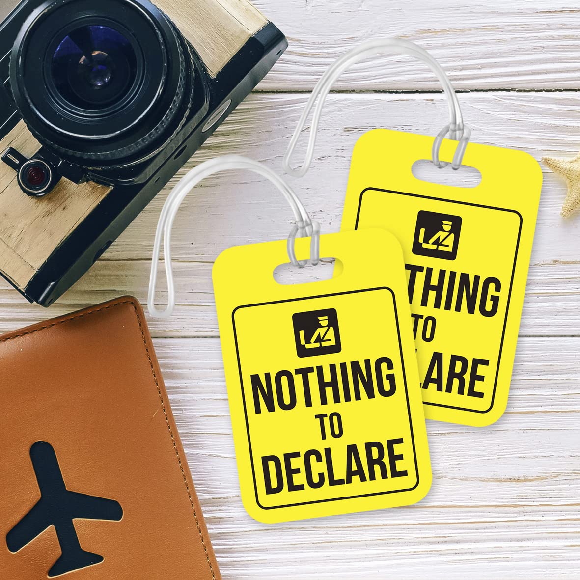 LT085 Nothing to Declare Novelty Funny Unique Designer Gift Glossy Plastic Suitcase Luggage Tag