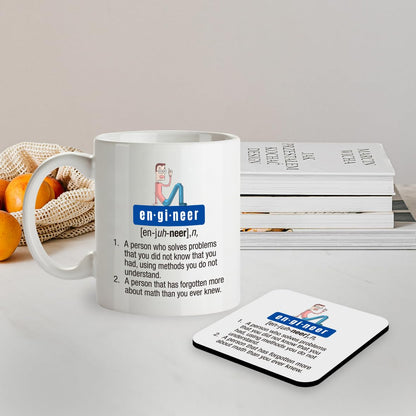 Kruzroyal SM049 Engineer Definition - Gifts for Engineers, Future Engineer Gifts - 11OZ Mug & Matching Coaster Set