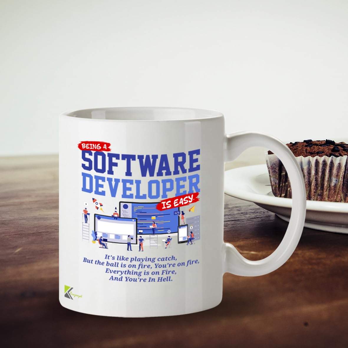 Kruzroyal DZ948 Funny Software Developer Coffee Tea Mug | 11oz White Ceramic Programmer Gift | Being a Software Developer is Easy Sarcastic IT Humor Mug