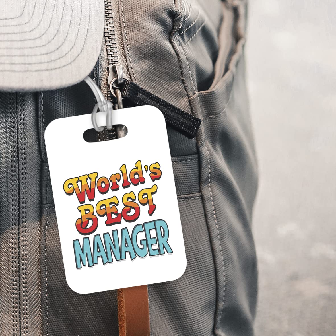 LT438 World's Best Manager Novelty Funny Unique Designer Gift, Suitcase, Glossy Plastic Luggage Tag for Manager