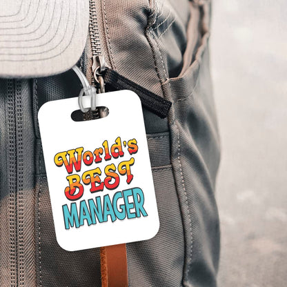 LT438 World's Best Manager Novelty Funny Unique Designer Gift, Suitcase, Glossy Plastic Luggage Tag for Manager