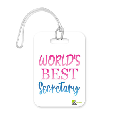 LT467 World's Best Secretary Novelty Funny Unique Designer Gift, Suitcase, Glossy Plastic Luggage Tag for Secretary