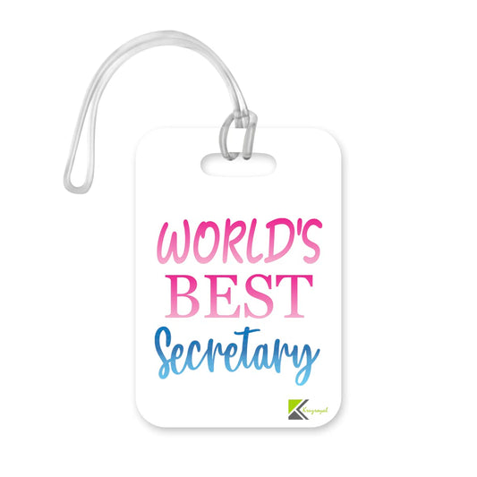LT467 World's Best Secretary Novelty Funny Unique Designer Gift, Suitcase, Glossy Plastic Luggage Tag for Secretary