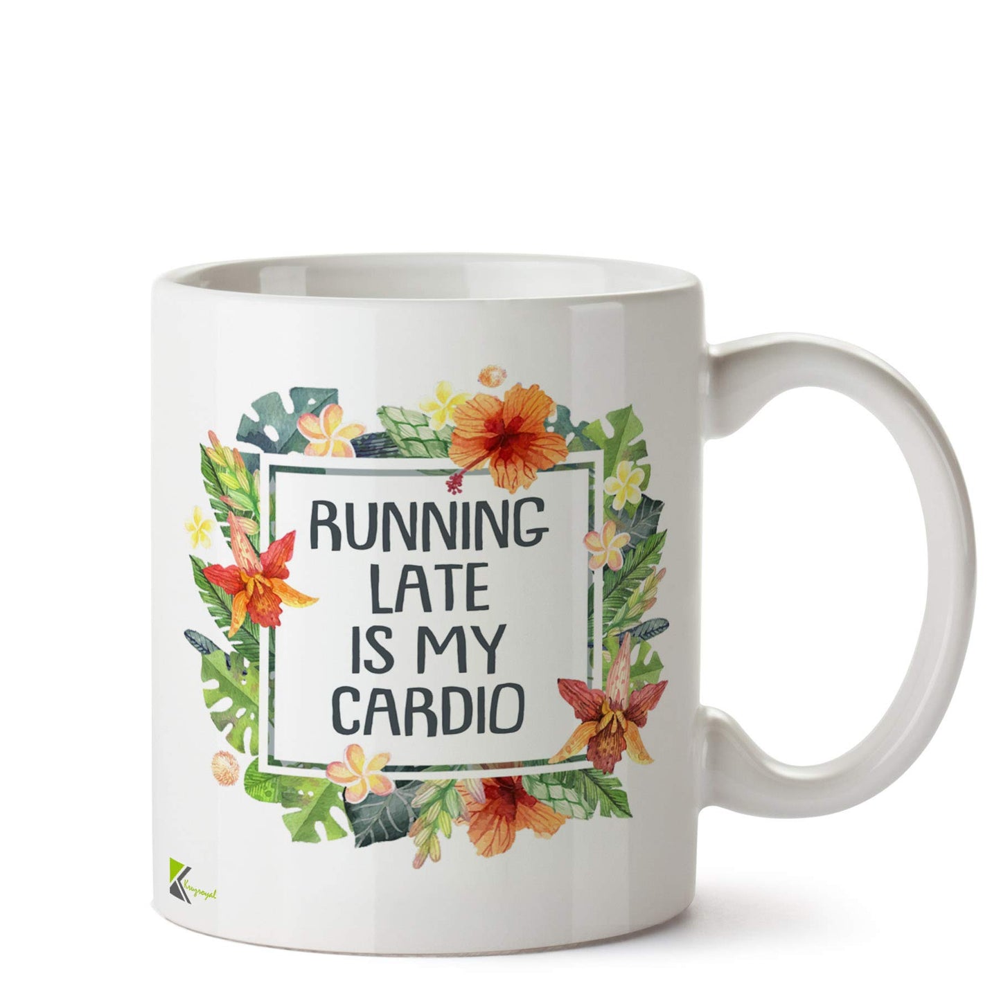 Kruzroyal DZ567 Running Late is My Cardio Funny Novelty Great Gift Idea Coffee Tea Ceramic Mug