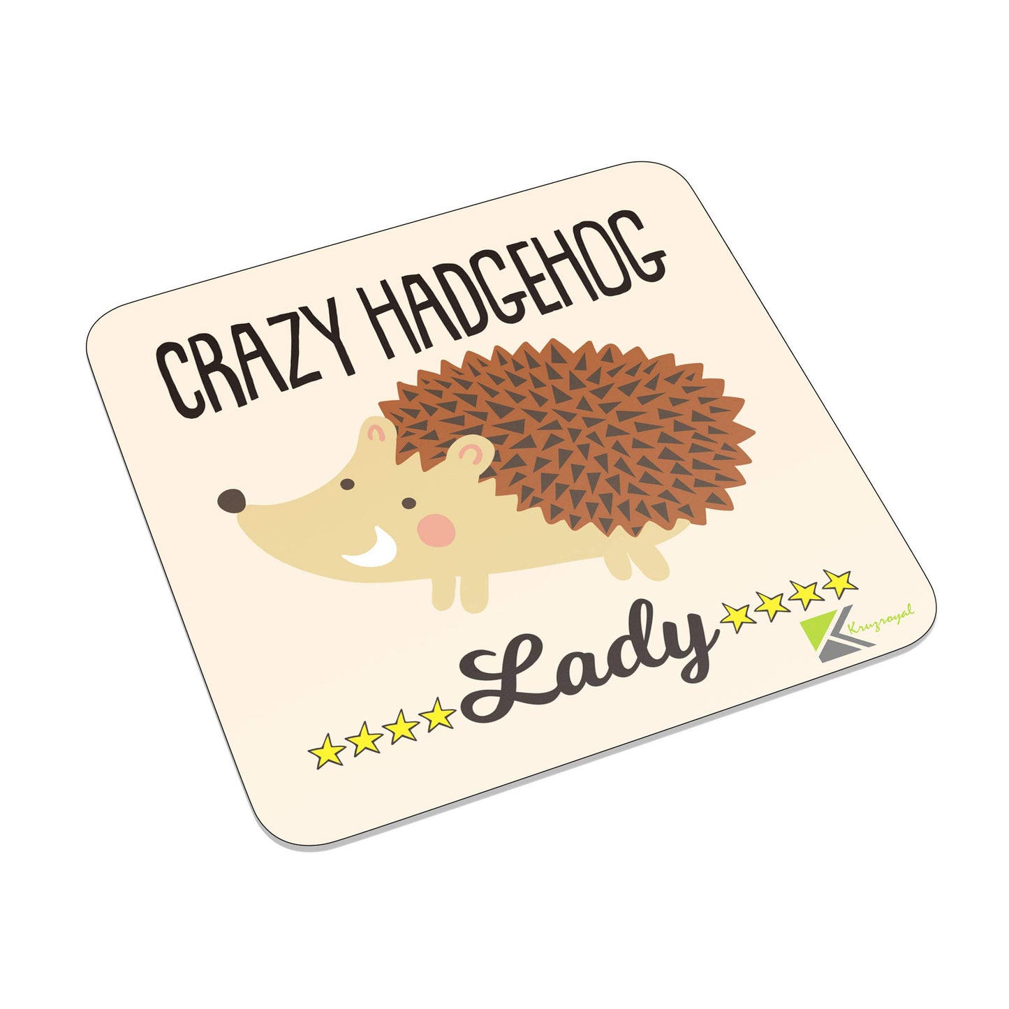 FM092 Crazy Hedgehog Lady Novelty Funny Idea Glossy Metal Square Fridge Magnet