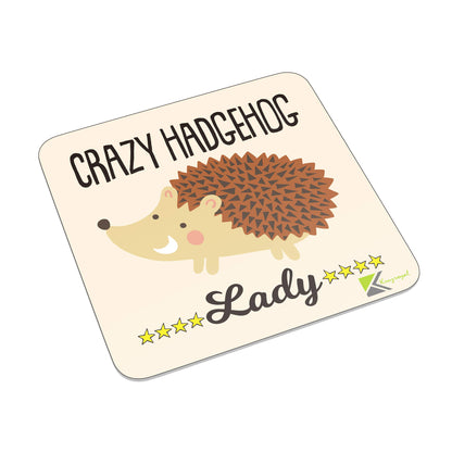 FM092 Crazy Hedgehog Lady Novelty Funny Idea Glossy Metal Square Fridge Magnet