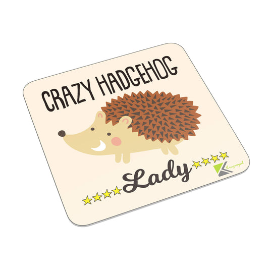 FM092 Crazy Hedgehog Lady Novelty Funny Idea Glossy Metal Square Fridge Magnet