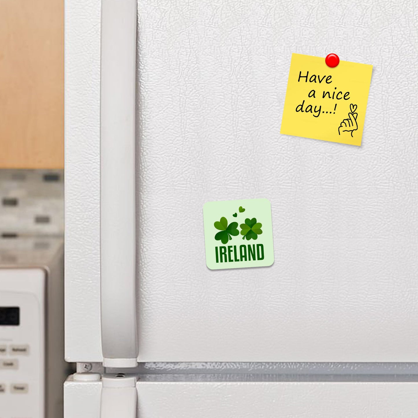 FM024 Ireland Novelty Funny Idea Glossy Metal Square Fridge Magnet
