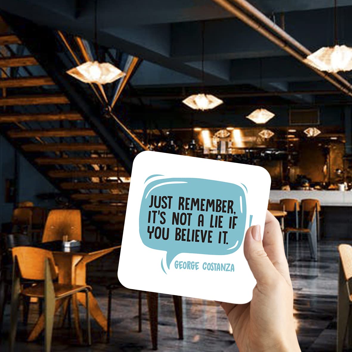CS522 Just remember. It's not a lie if you believe it. Novelty Funny Coffee Tea Drink Gift Glossy MDF Wooden Coaster