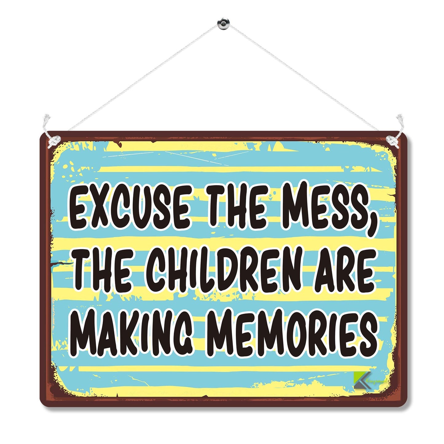 Kruzroyal MP141 Excuse the mess, the children are making memories Funny Novelty Retro Vintage Metal Wall Sign Plaque 20cm x 15cm
