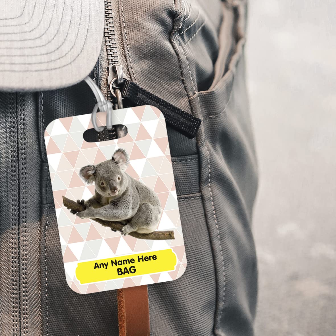 PLT256 Personalised Name's Bag with Koala Image Novelty Funny Unique Designer Gift Glossy Plastic Suitcase Luggage Tag
