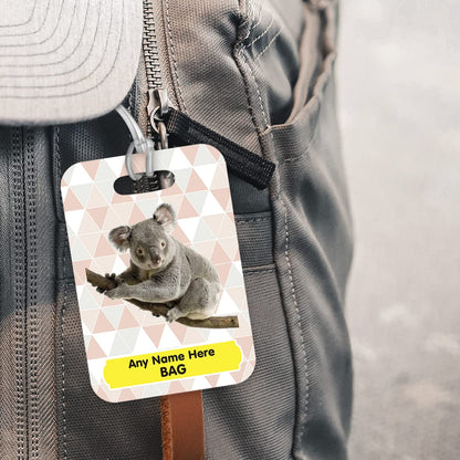 PLT256 Personalised Name's Bag with Koala Image Novelty Funny Unique Designer Gift Glossy Plastic Suitcase Luggage Tag