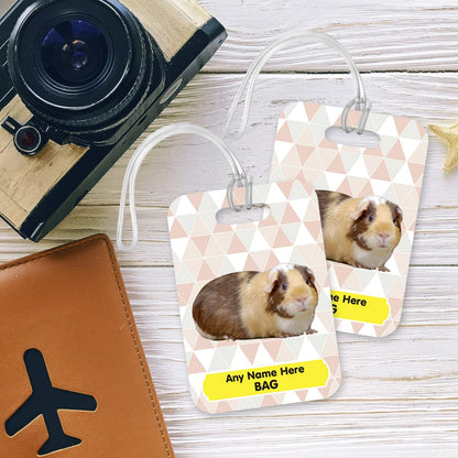 PLT257 Personalised Name's Bag with Guinea Pig Image Novelty Funny Unique Designer Gift Glossy Plastic Suitcase Luggage Tag