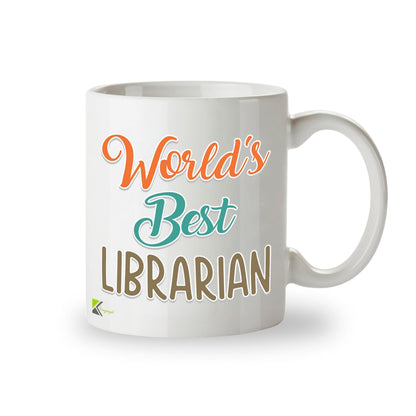 Kruzroyal DZ854 World's Best Librarian Mug 11oz - White Ceramic Cup for Book Lover, Library Assistant - Ideal Birthday, Thank You, Retirement Present