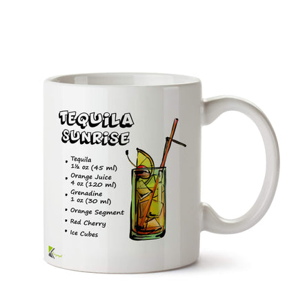 Kruzroyal DZ791 Drink Recipe Tequila Sunrise Funny Novelty Great Gift Idea Coffee Tea Ceramic Mug