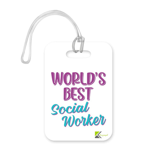 LT453 World's Best Social Worker Novelty Funny Unique Designer Gift, Suitcase, Glossy Plastic Luggage Tag for Social Worker