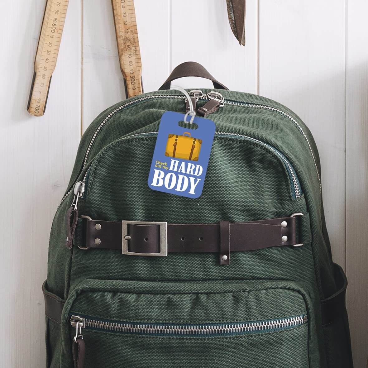 LT020 Check Out My Hard Body Novelty Funny Unique Designer Gift Glossy Plastic Suitcase Luggage Tag