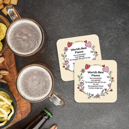 CS647 World's Best Fiance Novelty Funny Coffee Tea Drink Gift Glossy MDF Wooden Coaster