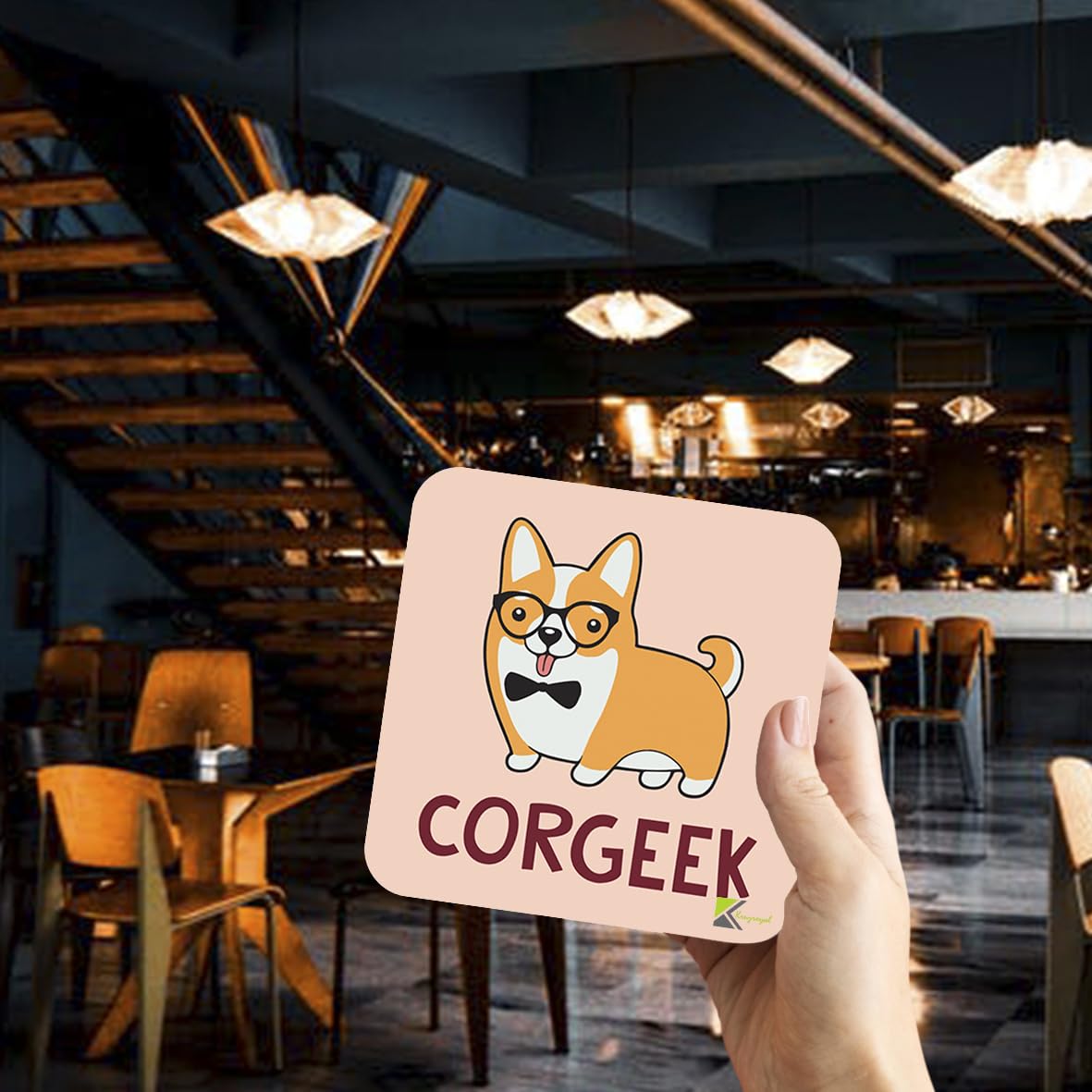 CS989 Corgeek/Corgi lover Novelty Funny Coffee Tea Drink Gift Glossy MDF Wooden Coaster