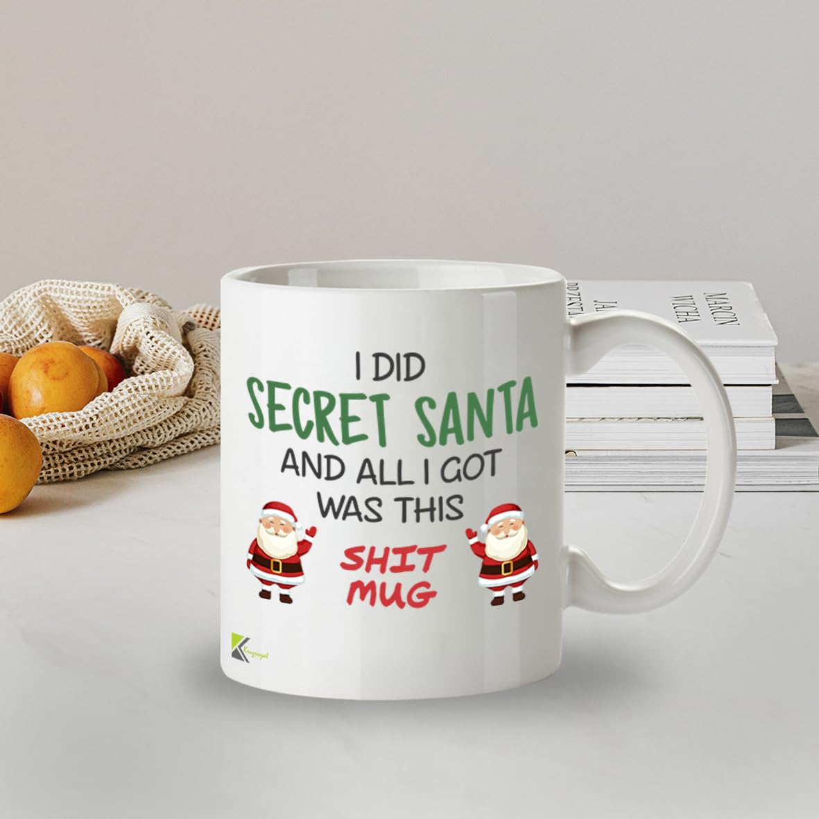 Kruzroyal Funny Secret Santa Mug, Novelty Coffee Cup, Office Gag Gift for Work Colleague