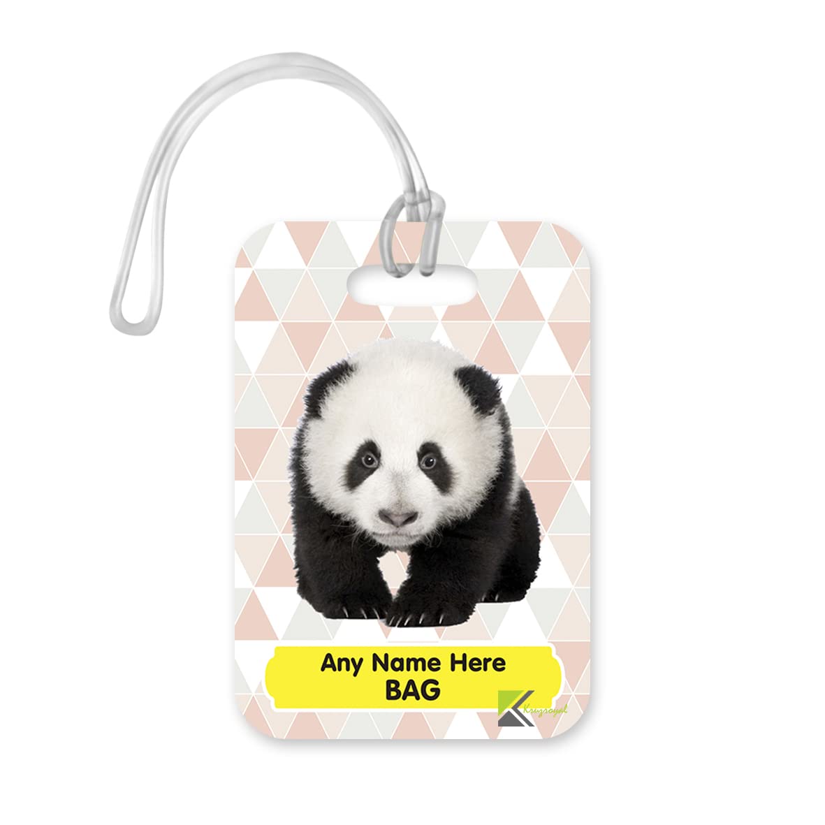 PLT254 Personalised Name's Bag with Panda Image Novelty Funny Unique Designer Gift Glossy Plastic Suitcase Luggage Tag