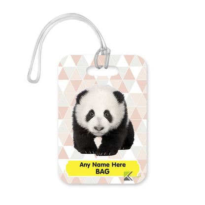 PLT254 Personalised Name's Bag with Panda Image Novelty Funny Unique Designer Gift Glossy Plastic Suitcase Luggage Tag