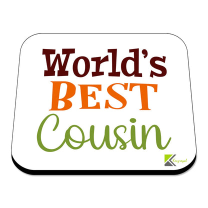 WB042 World's Best Cousin MDF Wooden Coaster by Kruzroyal | Gift for Cousin | Unique Novelty Present | 9cm x 9cm | Coffee Tea MDF Wooden Coaster