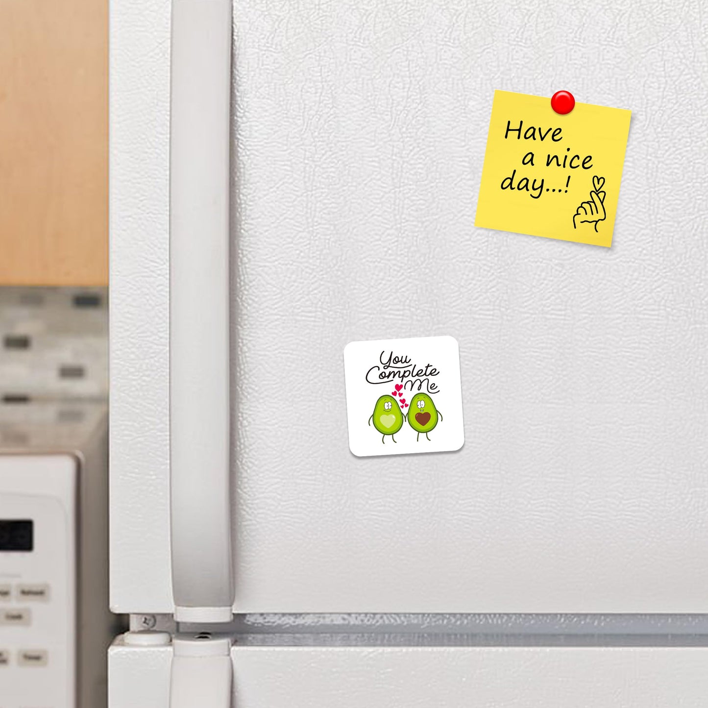 FM059 You Complete Me Novelty Funny Idea Glossy Metal Square Fridge Magnet