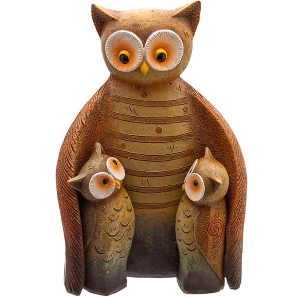 Something Different Wholesale Enchanting Brown Resin Owl Family - 16.5cm x 11cm (1 Set) - Handcrafted Figurine, Unique & Charming Accent - Perfect for Home Decor